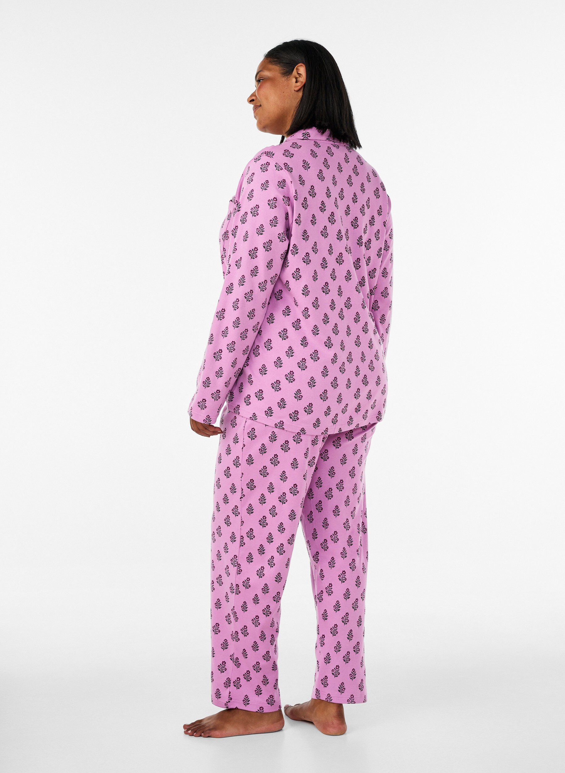 ZizzifashionCotton pyjama trousers with high waist, Rose, Model image number 1