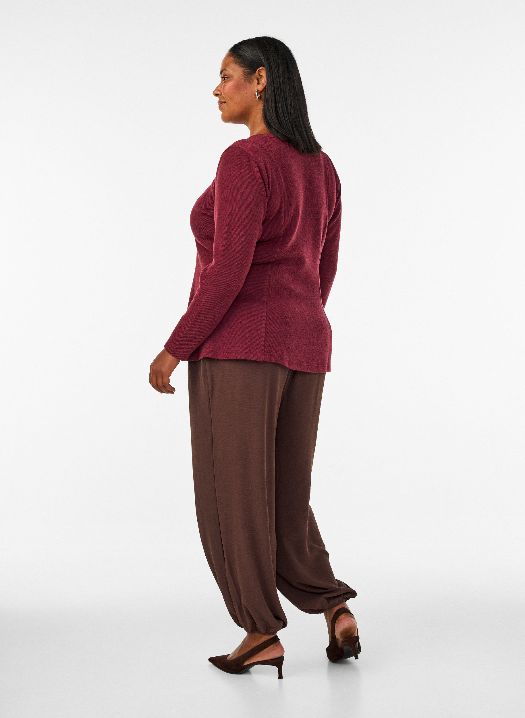 ZizzifashionHigh-waisted balloon trousers, Brown, Model image number 1
