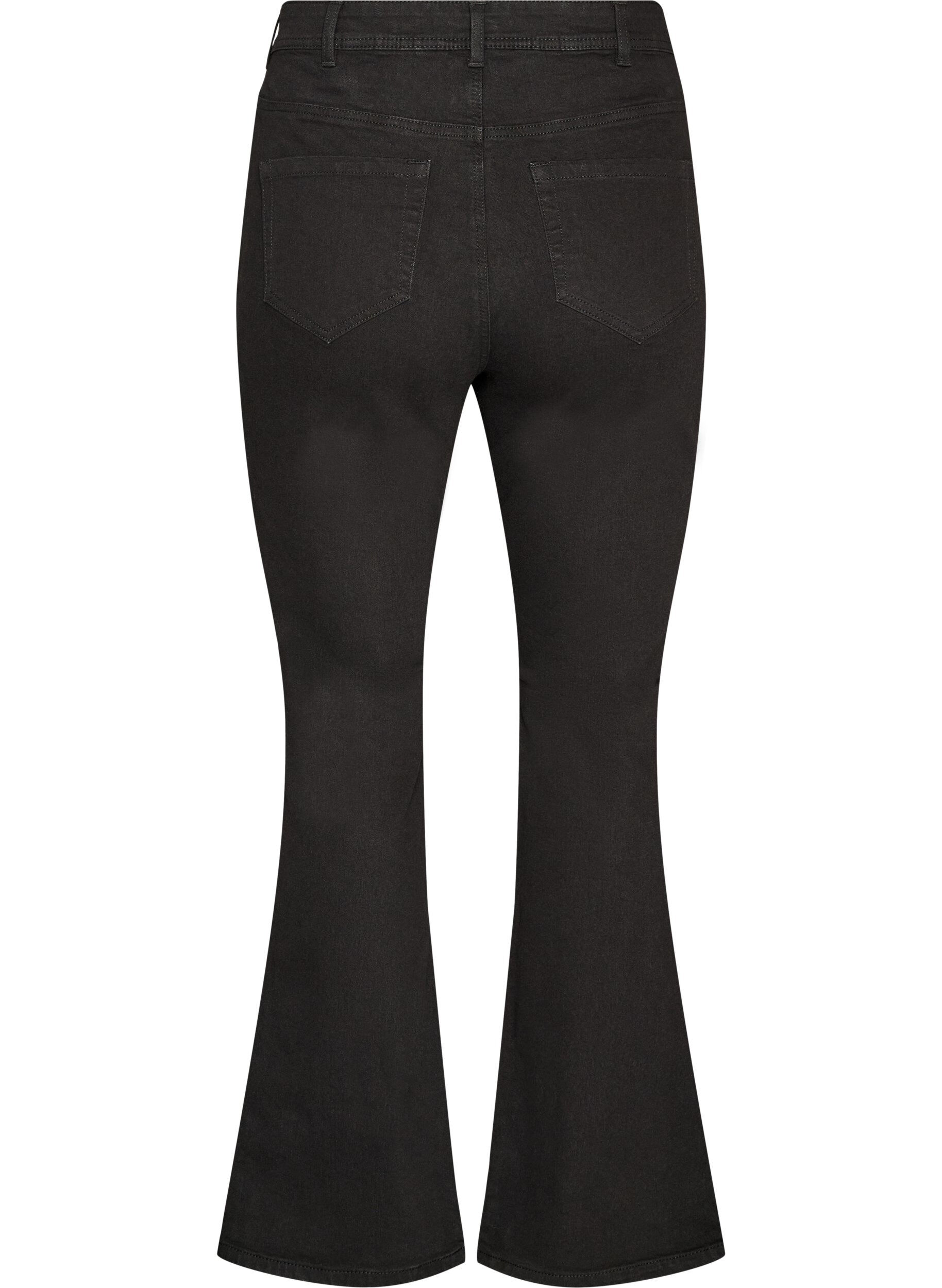 Zizzifashion High waisted jeans with bootcut, Black, Packshot image number 1