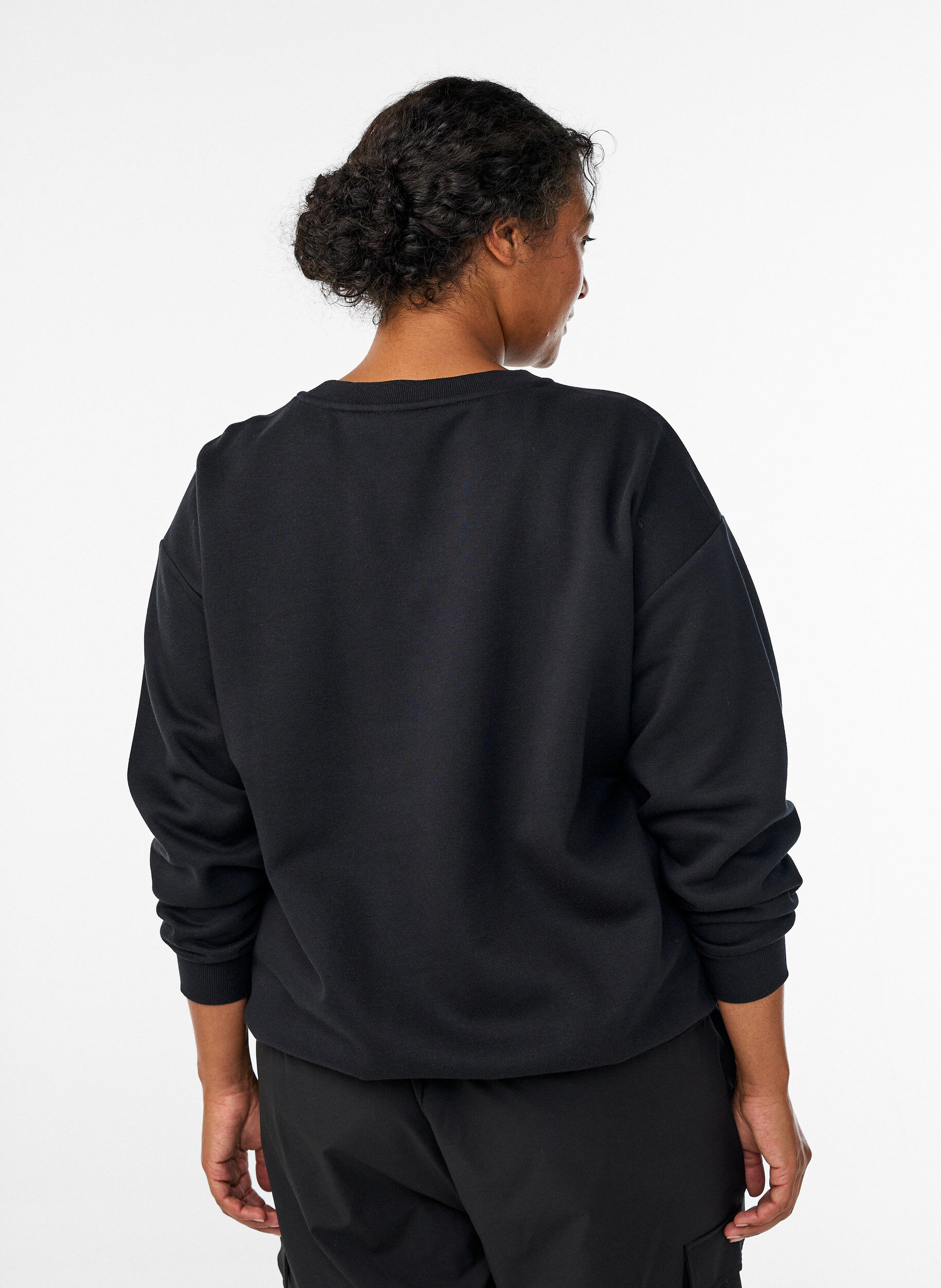 Zizzifashion Sweatshirt with statement detail, Black, Model image number 2