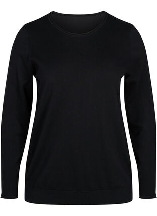 Plain, viscose blend knitted blouse, Black, Packshot image number 0