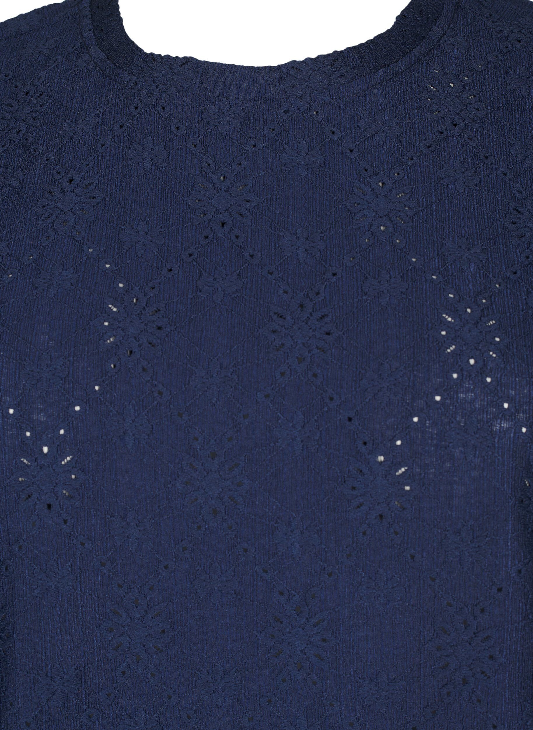 Zizzifashion Blouse with short sleeves and floral embroidery, Naval Academy, Packshot image number 2