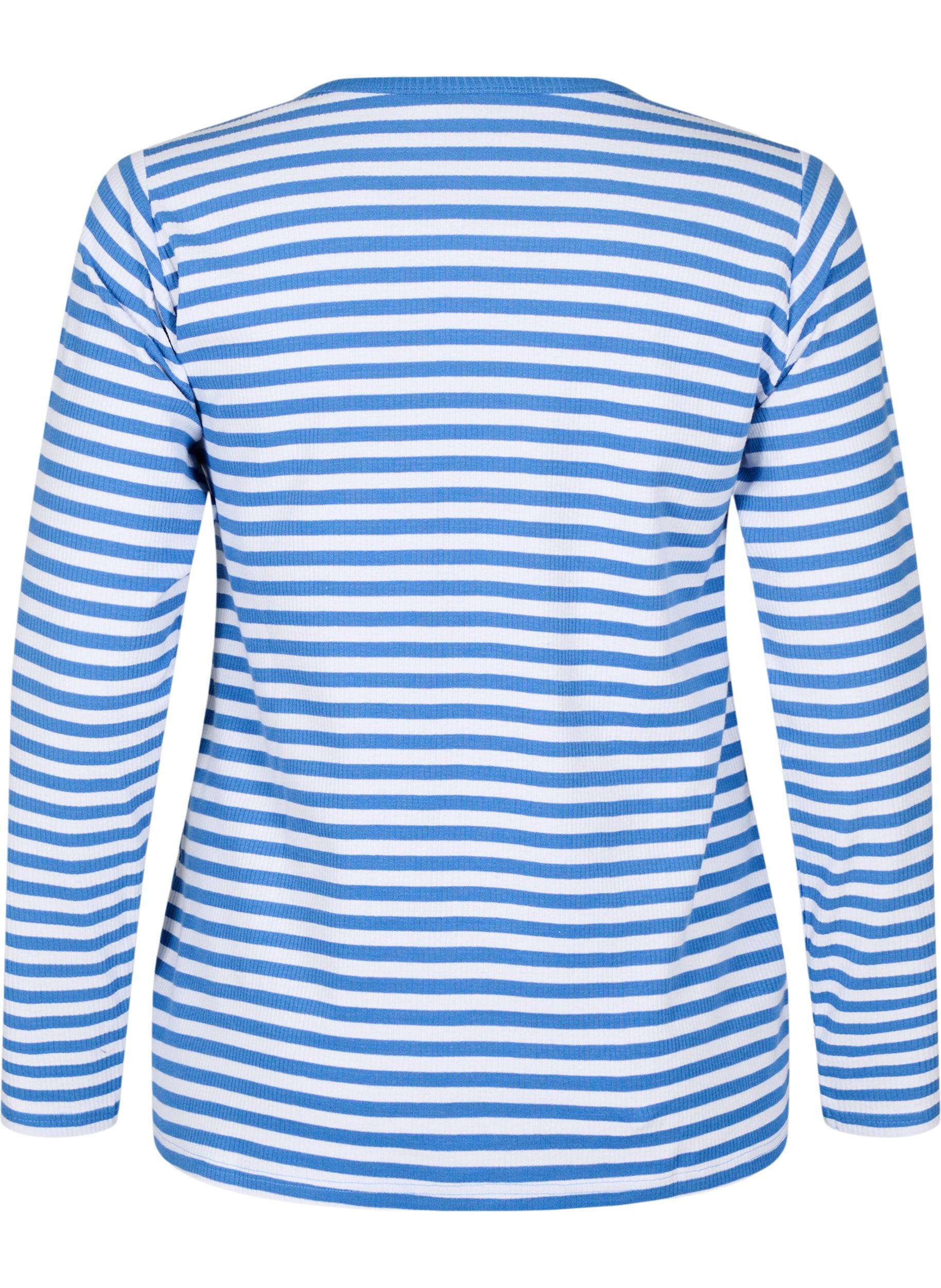 Zizzifashion Striped blouse with long sleeves, Blue, Packshot image number 1