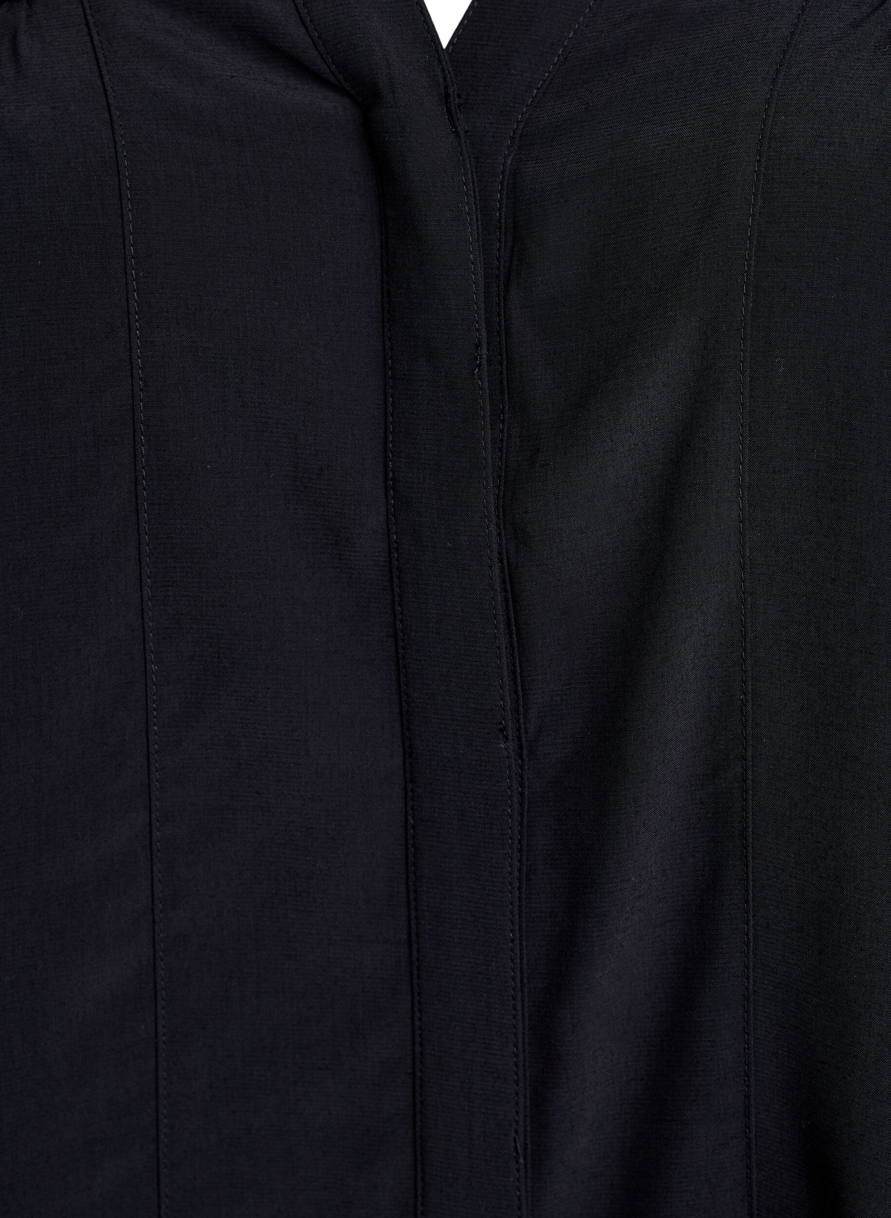 ZizzifashionBlouse with ruffle collar and ruching, Black, Packshot image number 2