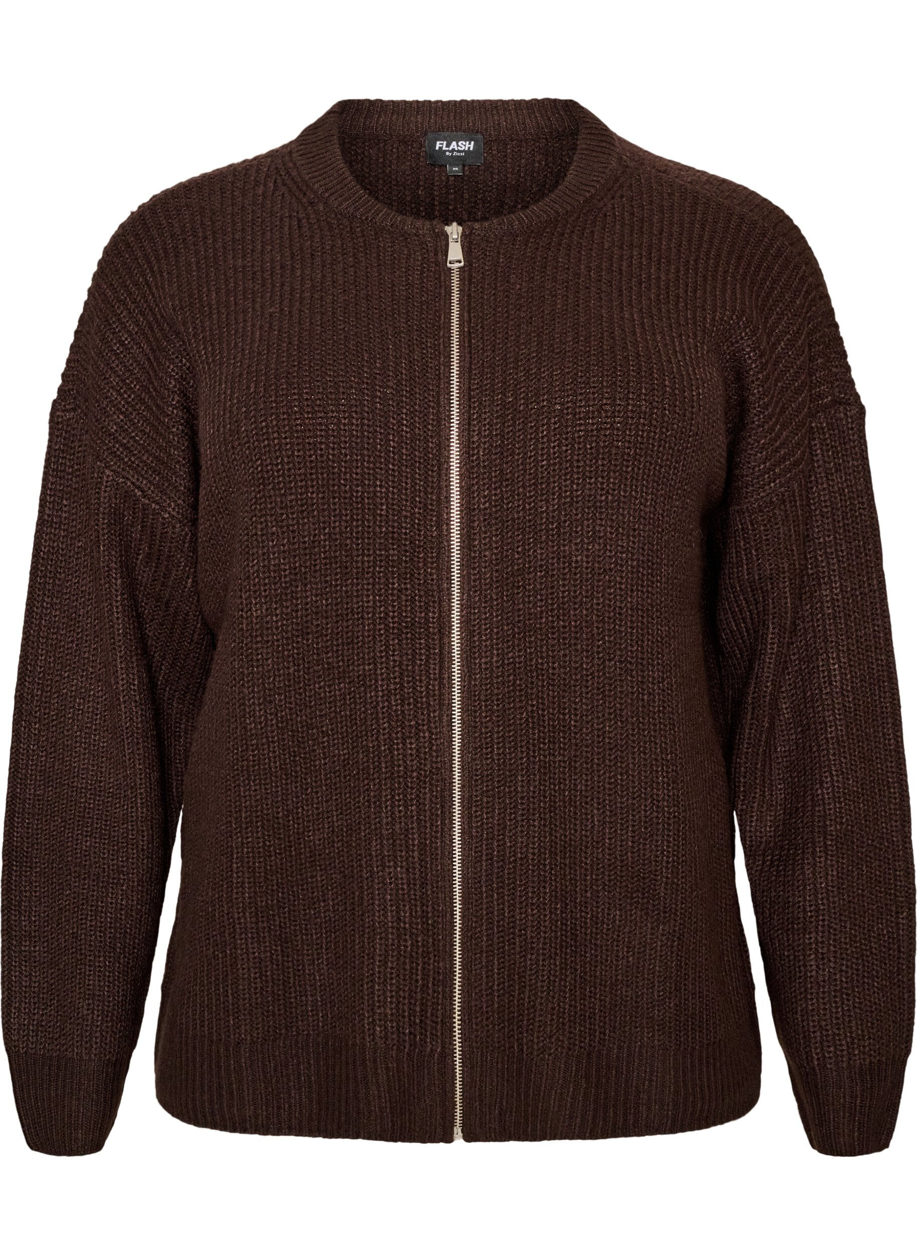 ZizzifashionKnit cardigan with zip, Brown, Packshot image number 0
