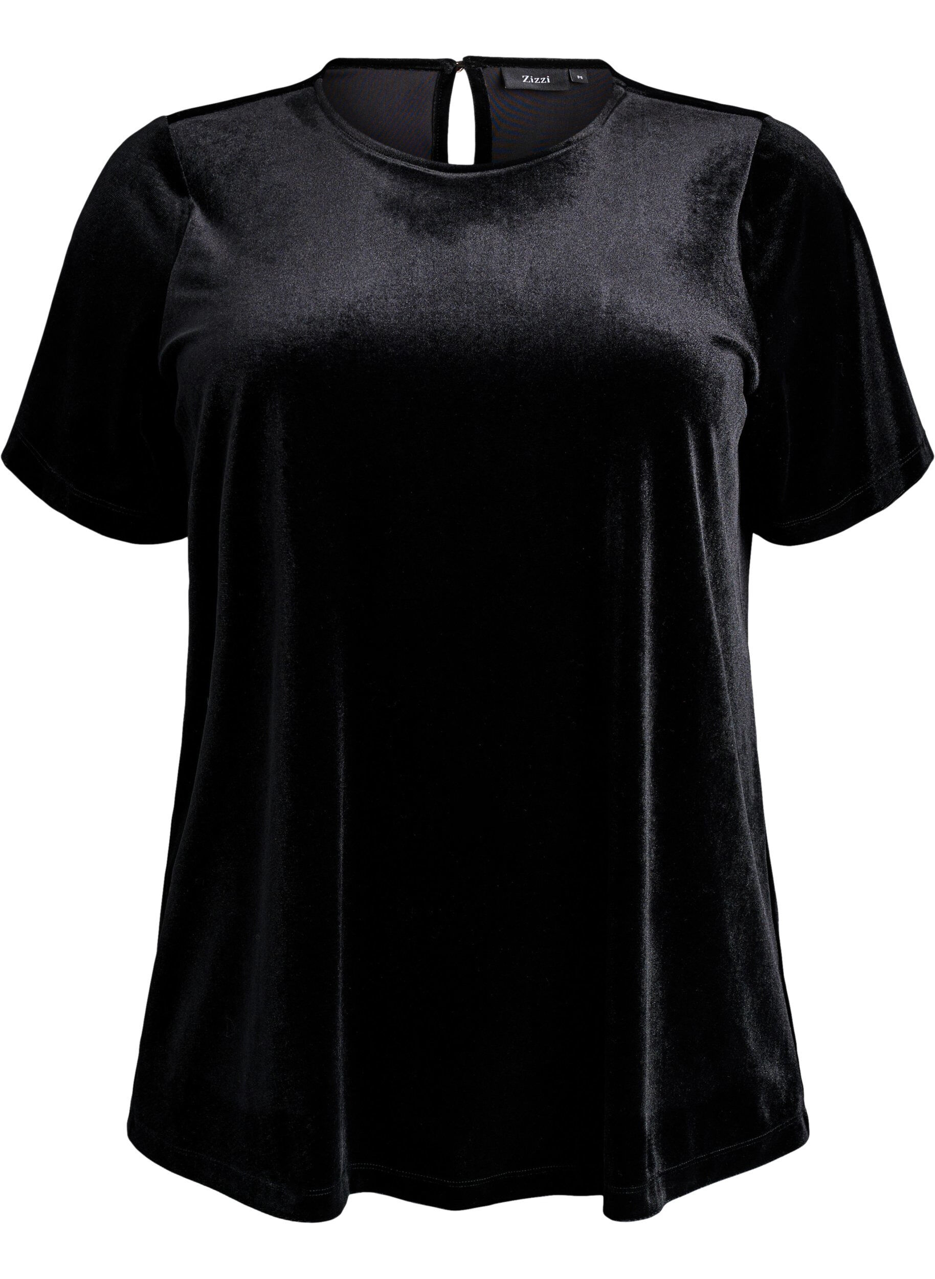 Short-sleeved velour top