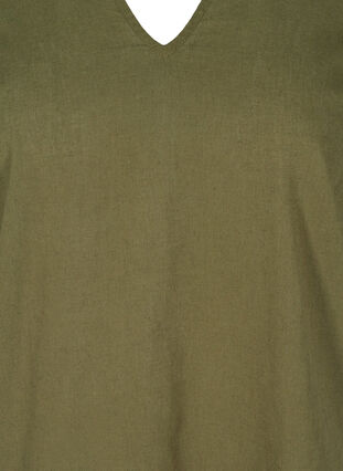 Short-sleeved dress in a cotton blend with linen, Ivy Green, Packshot image number 2
