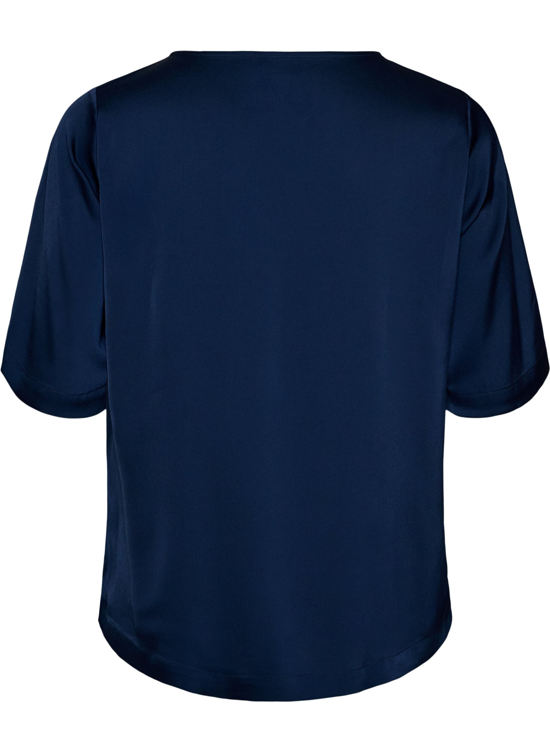 ZizzifashionSatin blouse with elbow-length sleeves, Blue, Packshot image number 1