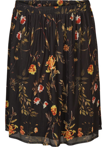 Skirt, Black w. yellow flower aop, Packshot image number 0