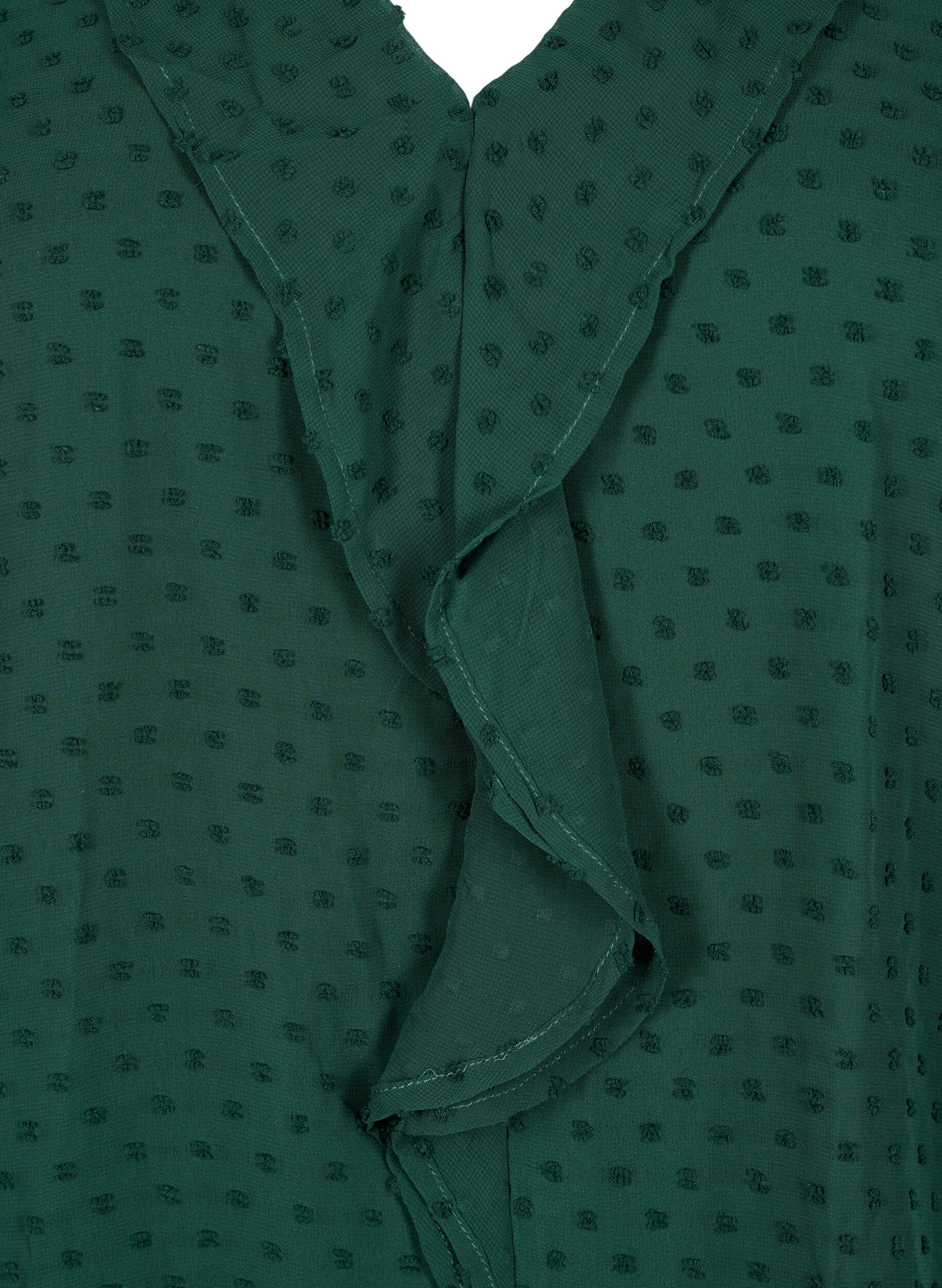 Zizzifashion Blouse with ruffles and dotted texture, Scarab, Packshot image number 2