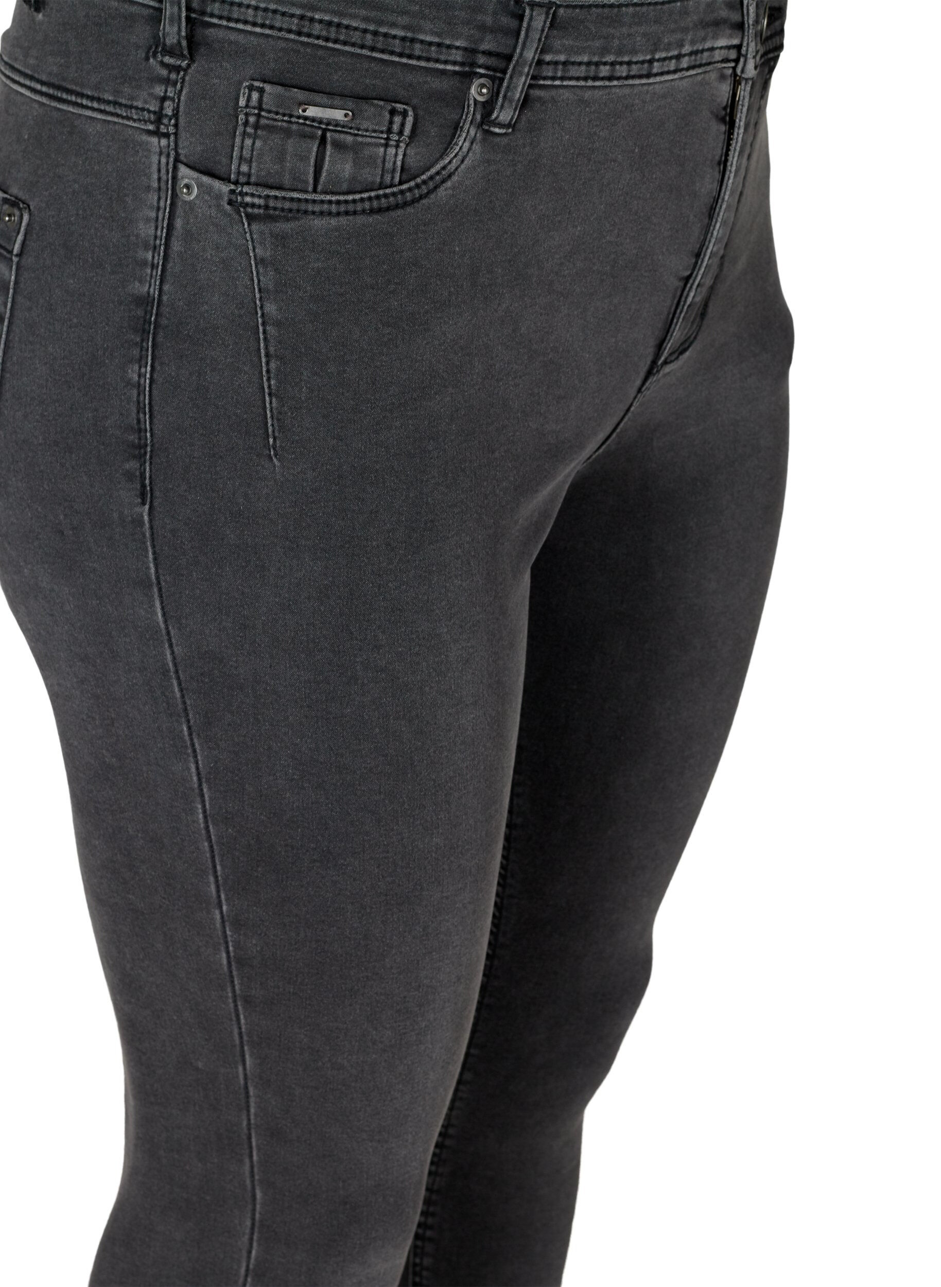 Zizzifashion Cropped Amy jeans with zipper detail, Grey, Packshot image number 2