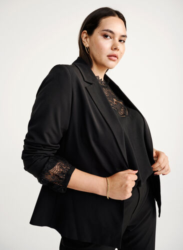 Blazer with a single button closure, Black, Image image number 0