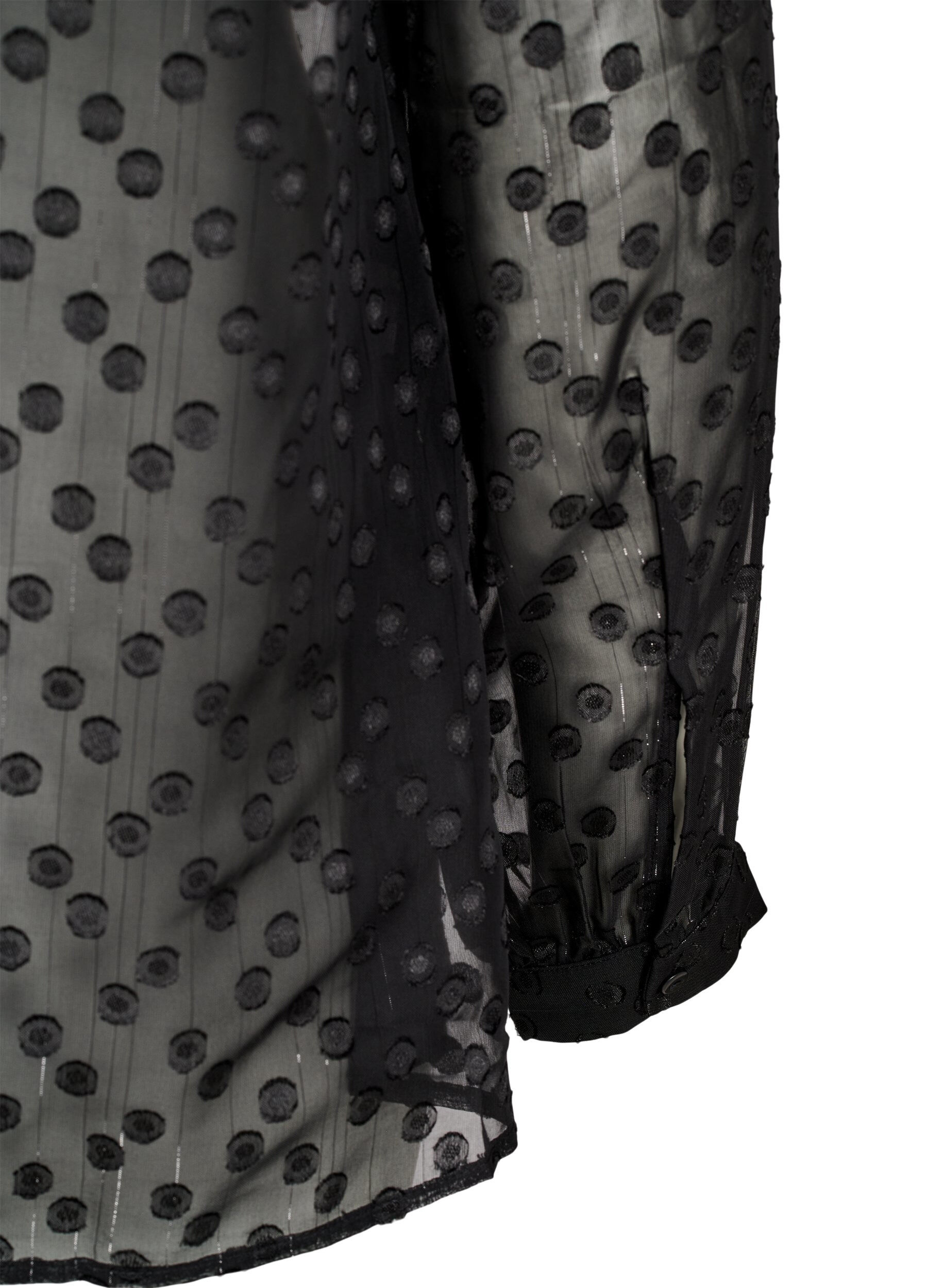 Zizzifashion Chiffon blouse with a dotted texture, Black, Packshot image number 3
