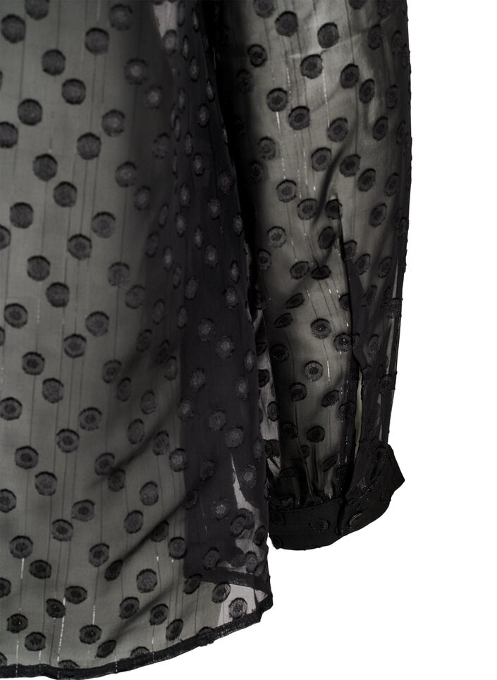 Chiffon blouse with a dotted texture, Black, Packshot image number 3