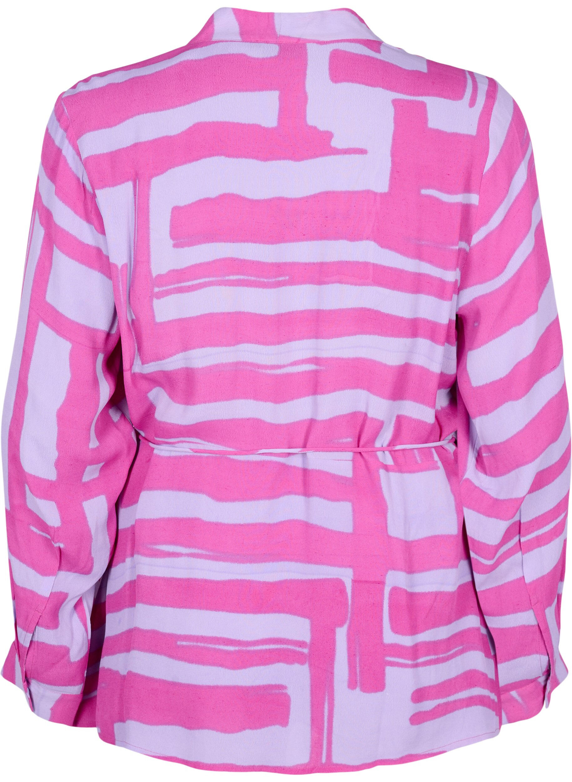 Zizzifashion Printed wrap blouse in viscose, Rose Violet AOP, Packshot image number 1
