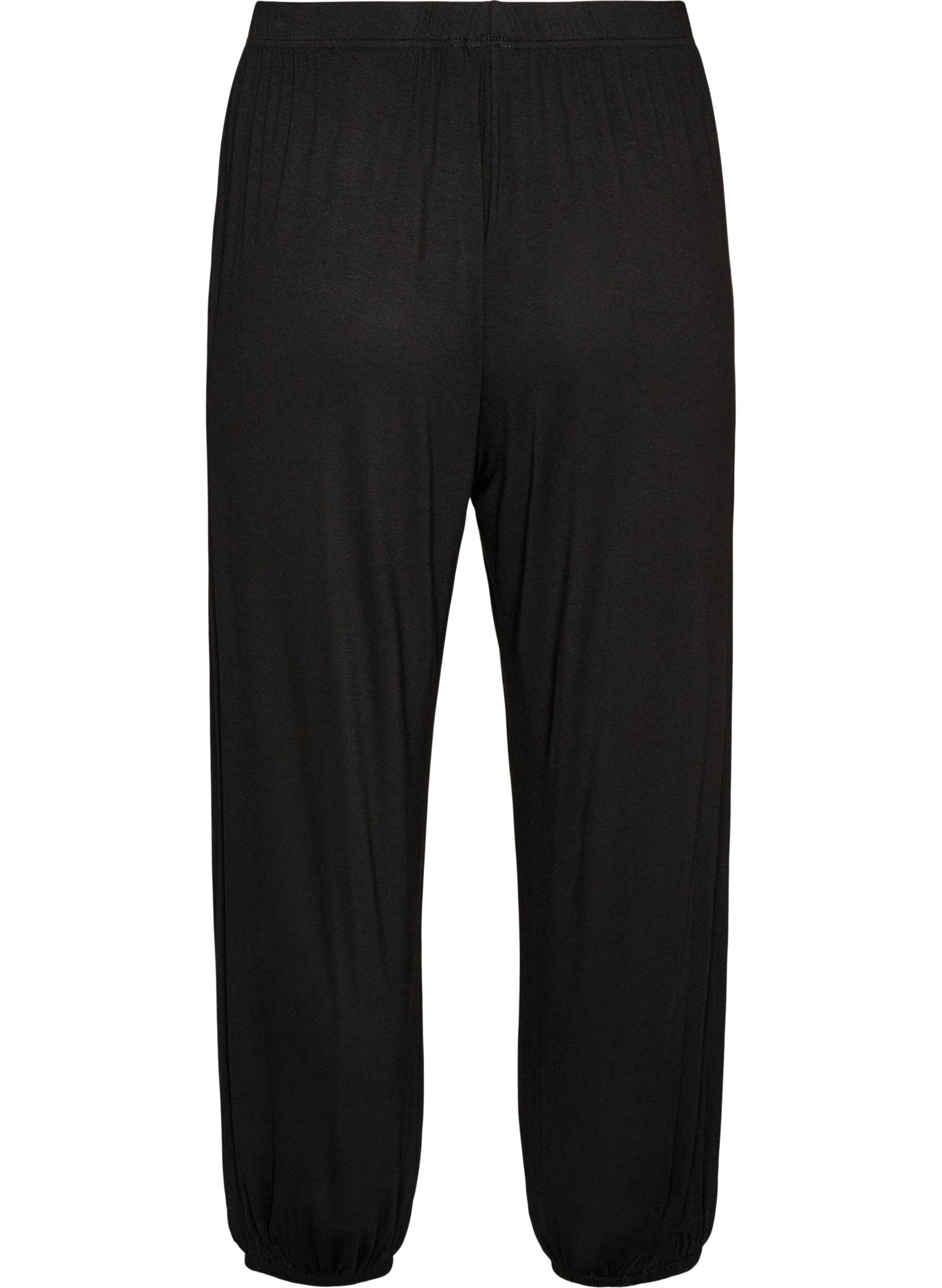 ZizzifashionLoose pyjama bottoms in viscose with an elastic waist, Black, Packshot image number 1