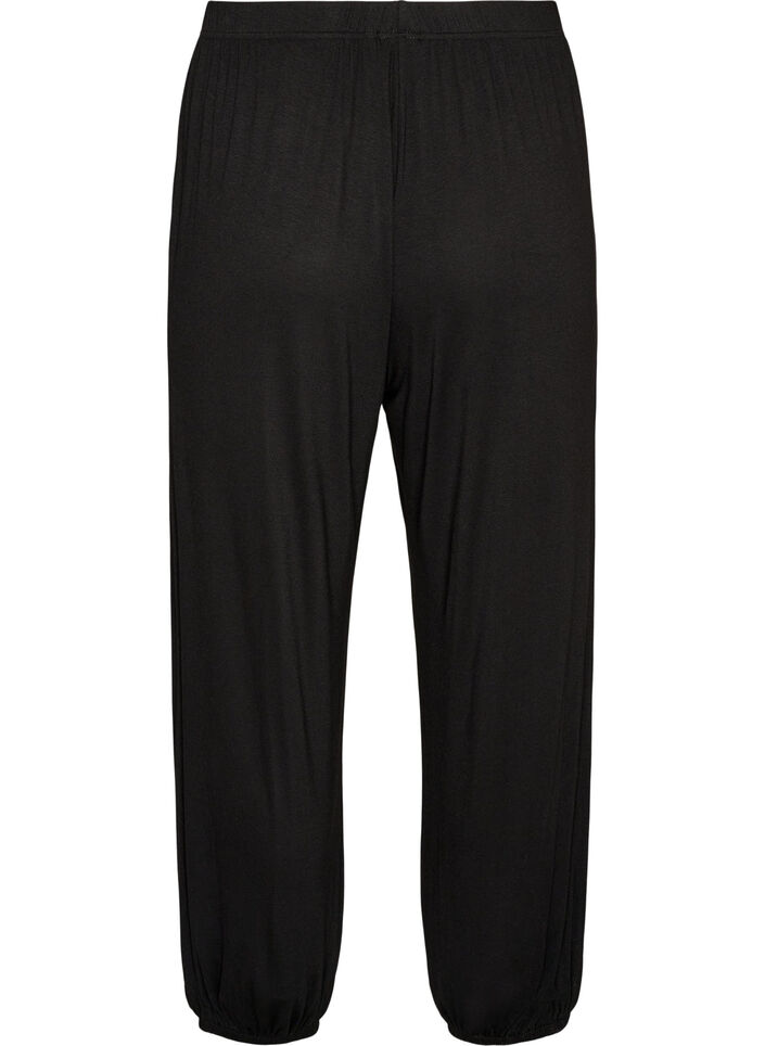 Loose pyjama bottoms in viscose with an elastic waist, Black, Packshot image number 1