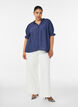 Blouse in a crinkled viscose blend with a V-neck, Blue, Model image number 1