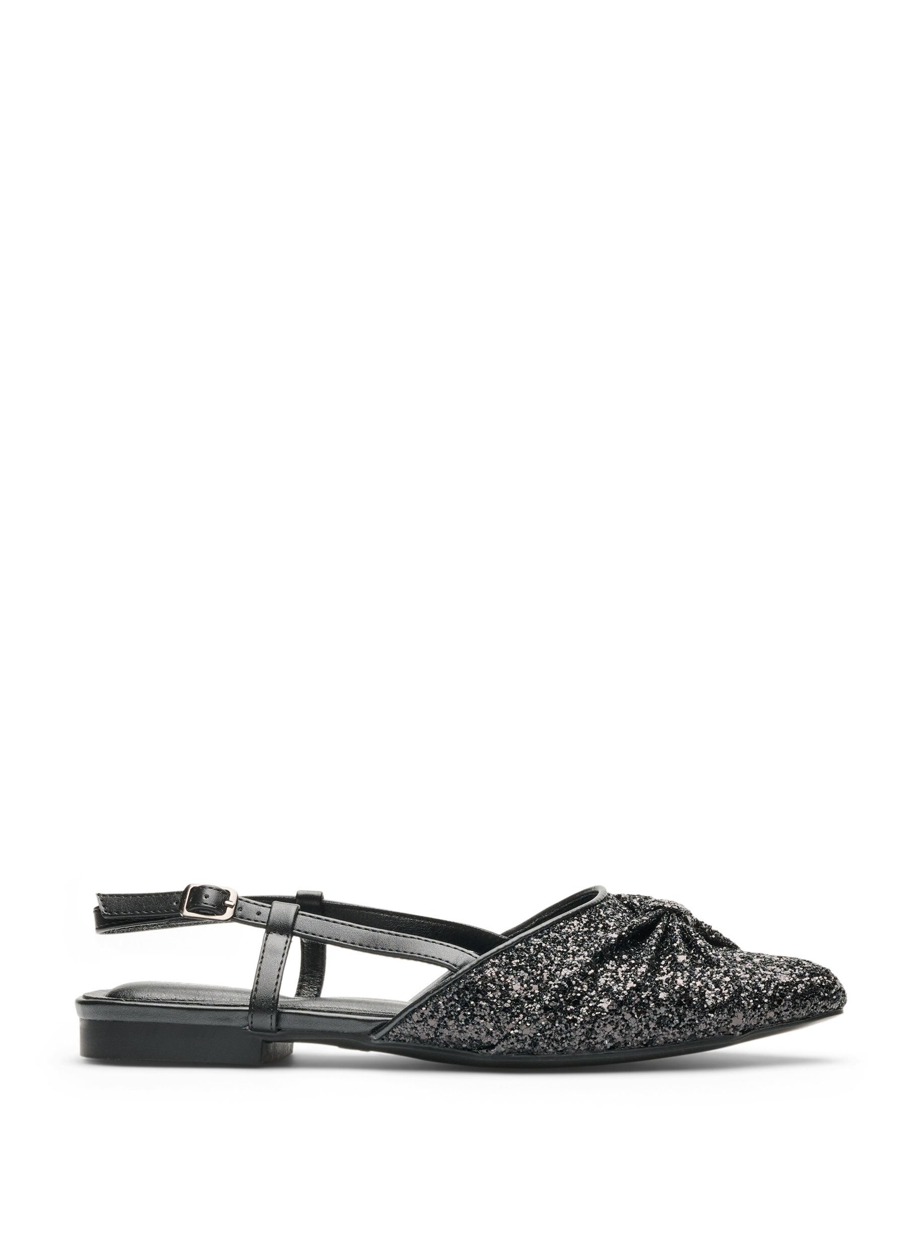 ZizzifashionSparkly slingback with bow detail, Black, Packshot image number 0