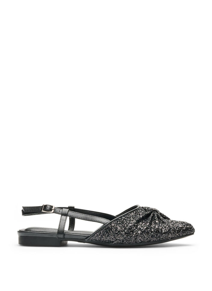 Sparkly slingback with bow detail, Black, Packshot image number 0