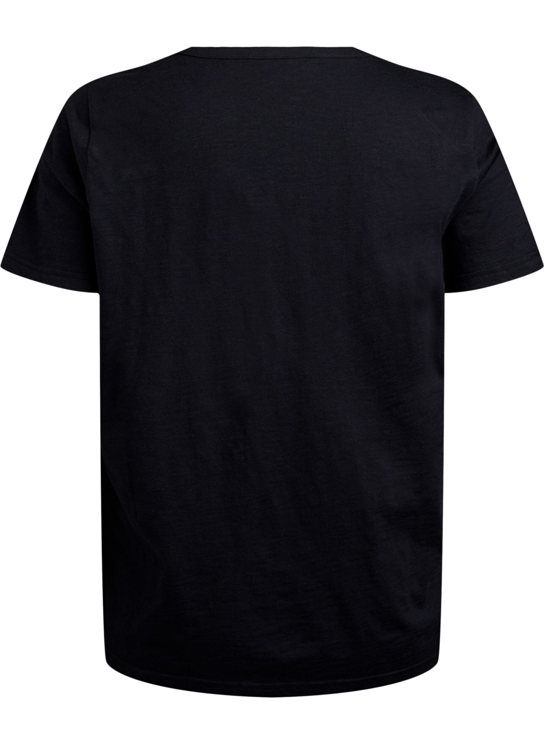 Zizzifashion FLASH - T-shirt with button detail, Black, Packshot image number 1