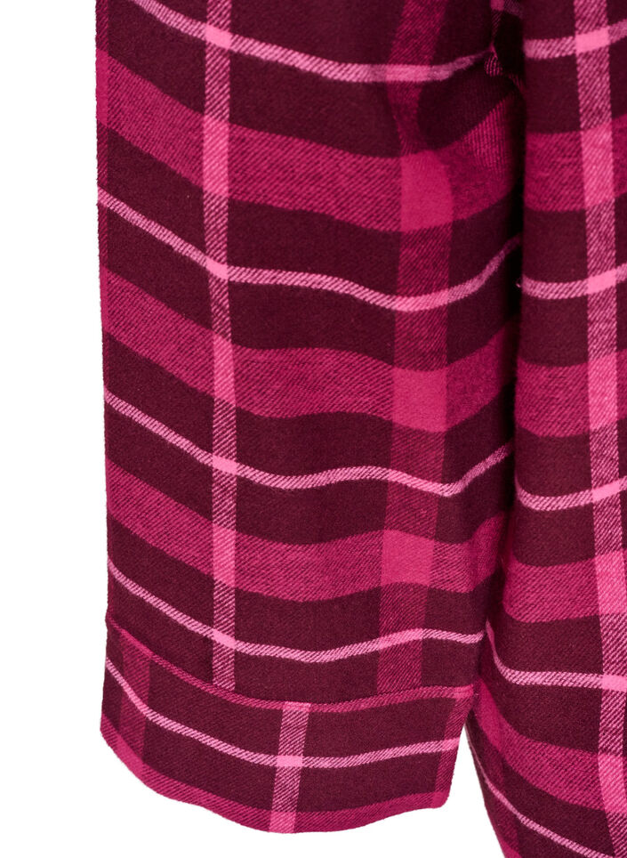 Checked cotton pyjama shirt with long sleeves, Red, Packshot image number 3