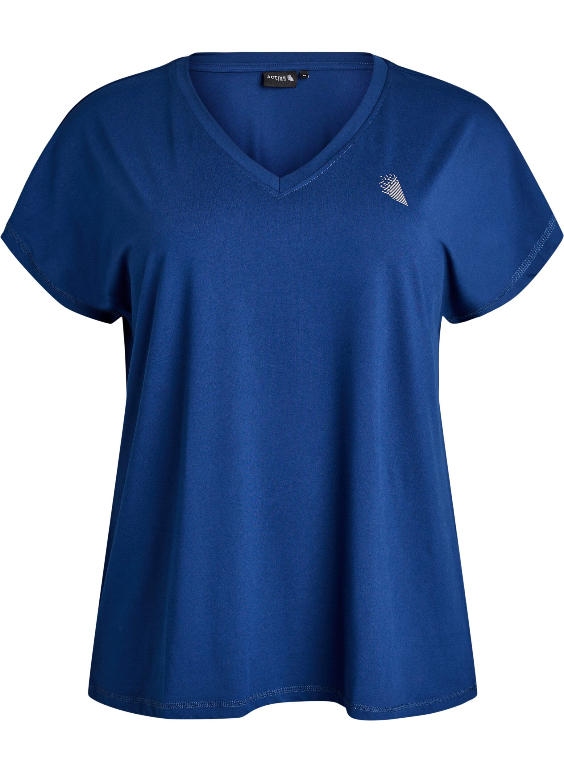 Zizzifashion Loose training t-shirt with v-neck, Blue, Packshot image number 0