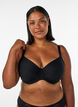 Padded microfibre bra with checked pattern, Black, Model image number 0