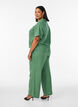 High-waisted cotton muslin trousers with loose legs, Green, Model image number 1
