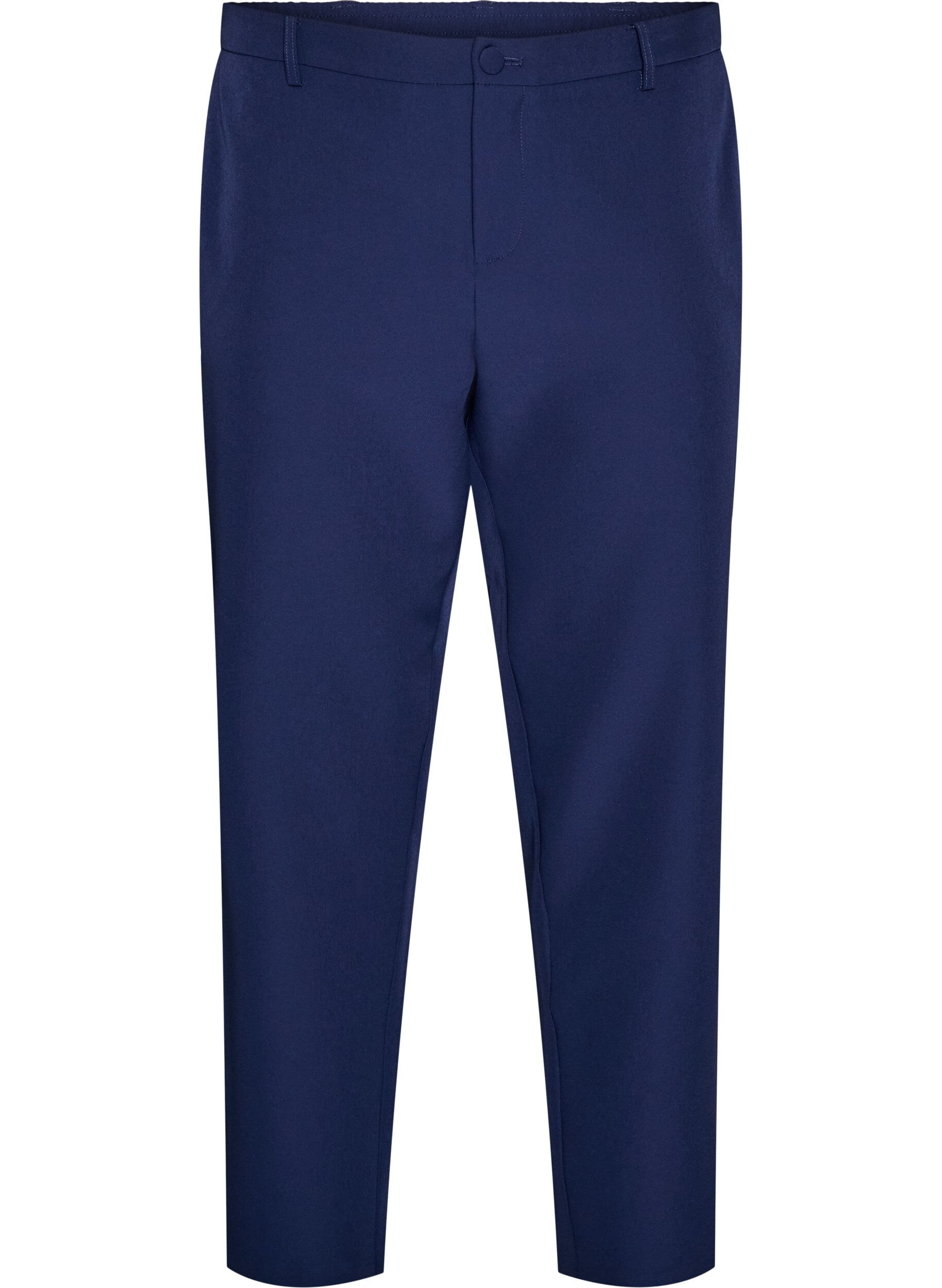 Trousers with pockets and straight legs