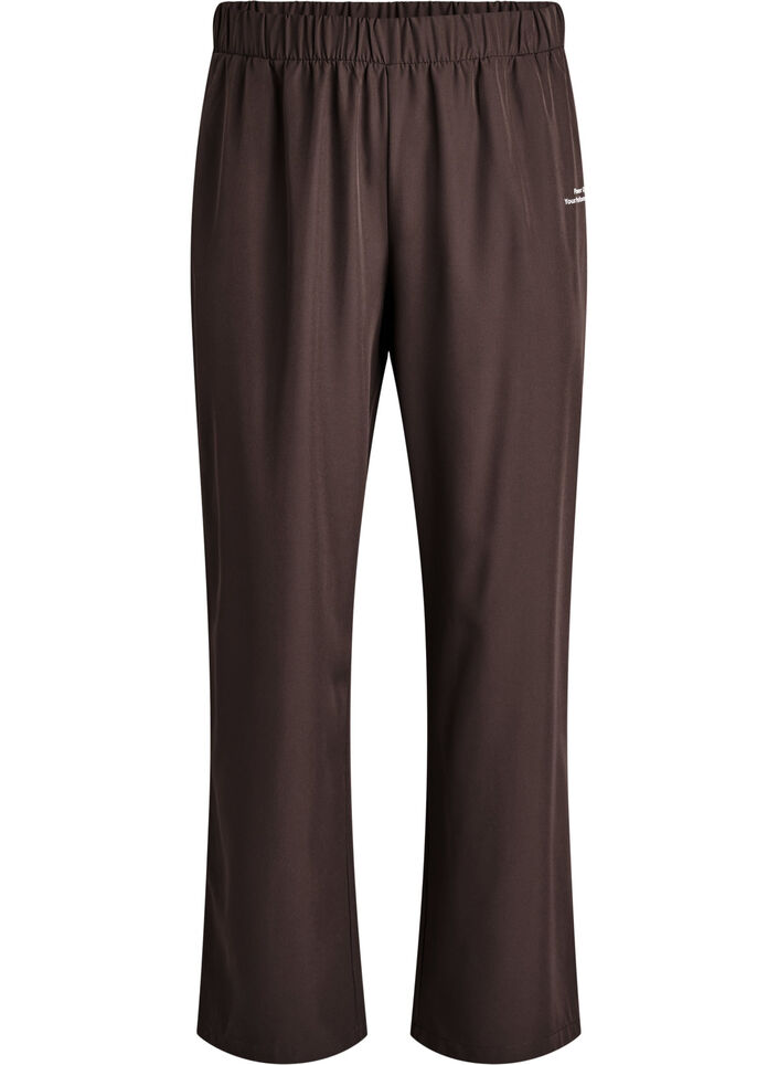 Sporty trousers with a high waist and straight legs, Brown, Packshot