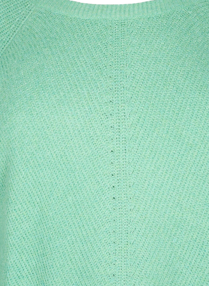 Knitted blouse with round neck, Light G. Green Mel., Packshot image number 2