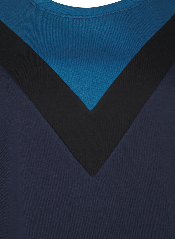 Long sweatshirt with colourblock, Navy B. Color Block, Packshot image number 2