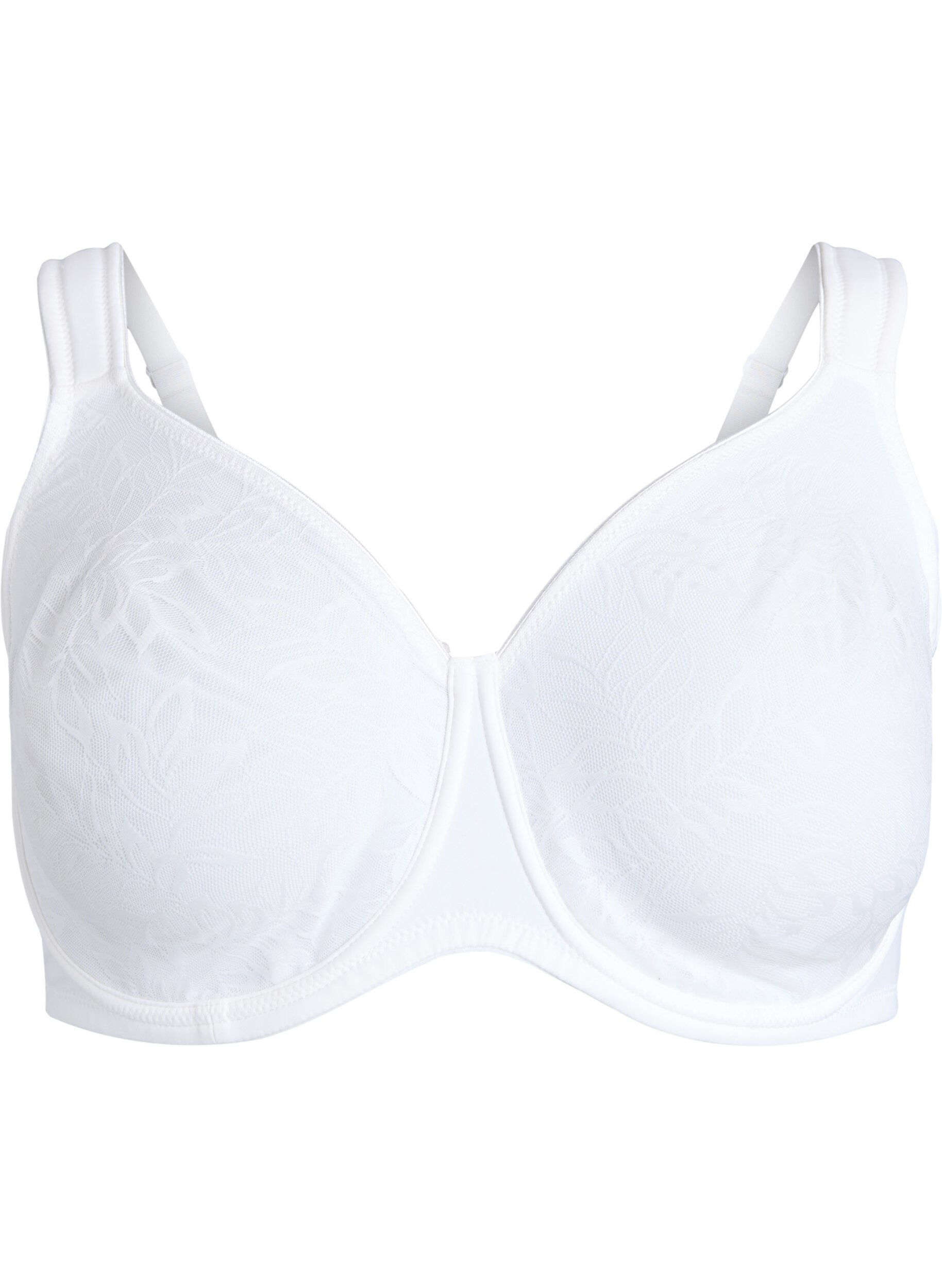 Zizzifashion Comfort bra with a lace overlay and moulded cups, White, Packshot image number 0