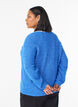 Knitted blouse with V-neck and raglan sleeves, Blue, Model image number 2