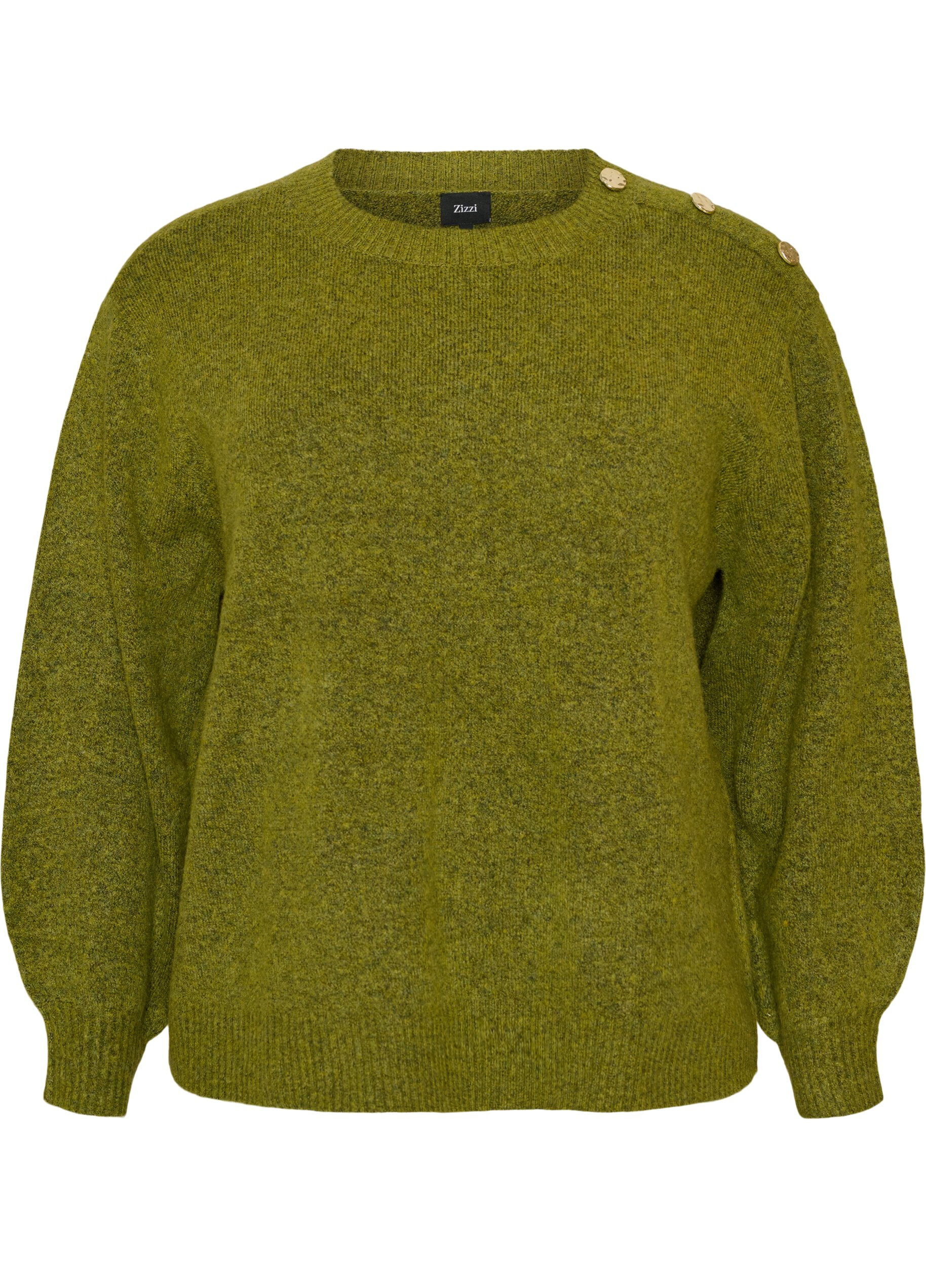 ZizzifashionKnit blouse with button detail, Green, Packshot image number 0