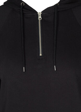 Long-sleeved sweater dress with a hood and a pocket, Black, Packshot image number 2