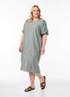 Midi dress in linen and viscose with short sleeves, Green, Model image number 0