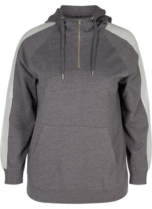 Sweatshirt with a hood and pocket, Dark Grey Melange, Packshot image number 0