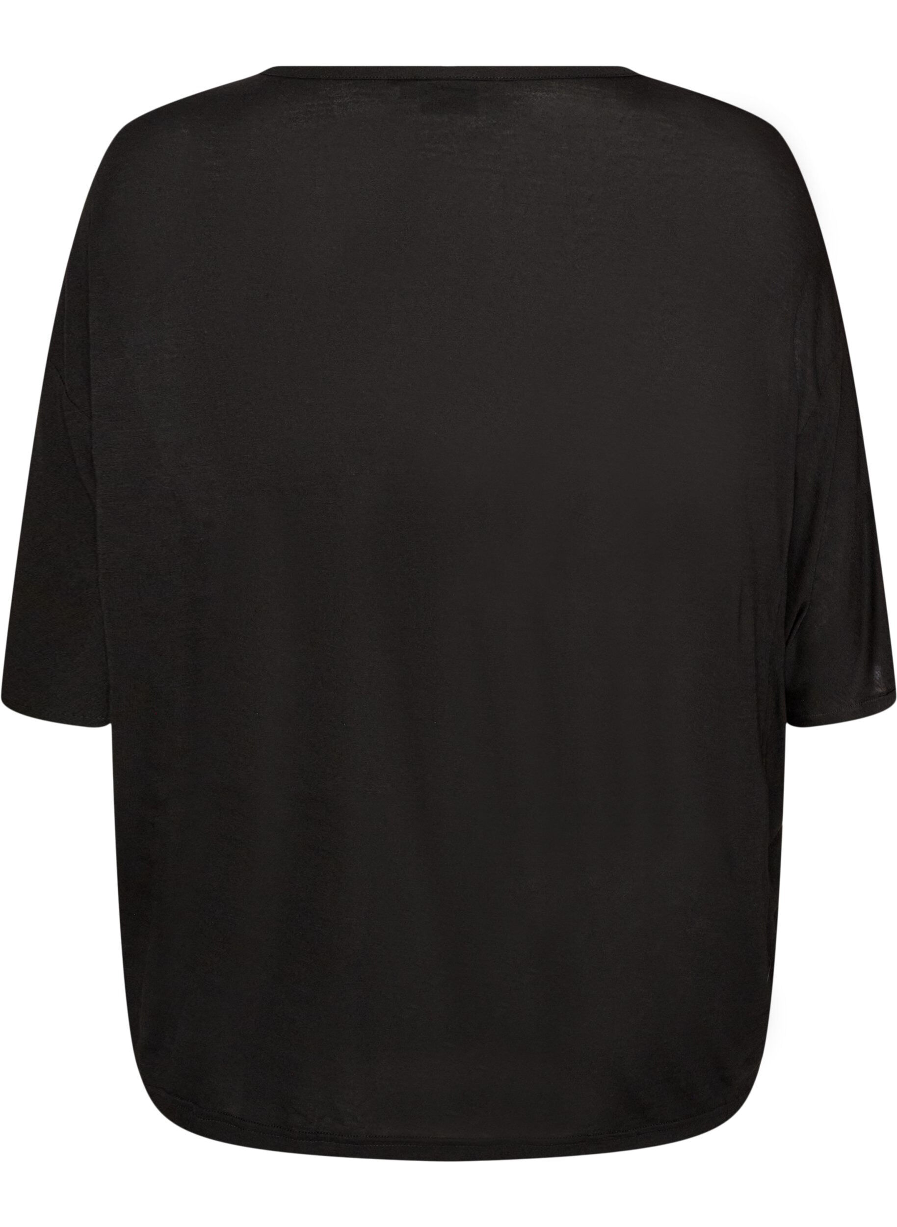 ZizzifashionLoose T-shirt in viscose jersey, Black, Packshot image number 1