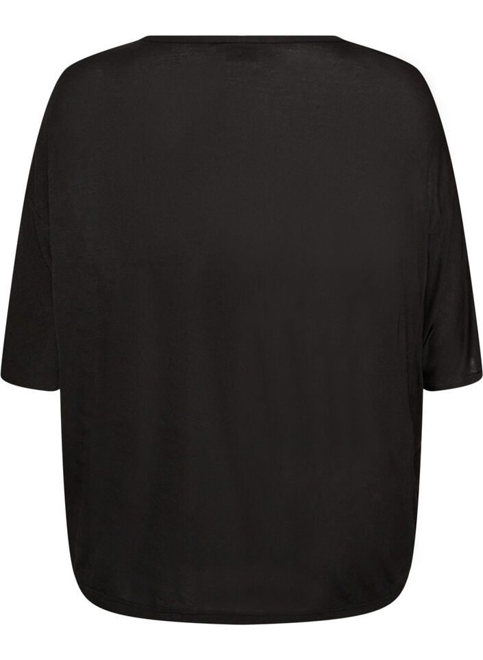 Loose T-shirt in viscose jersey, Black, Packshot image number 1