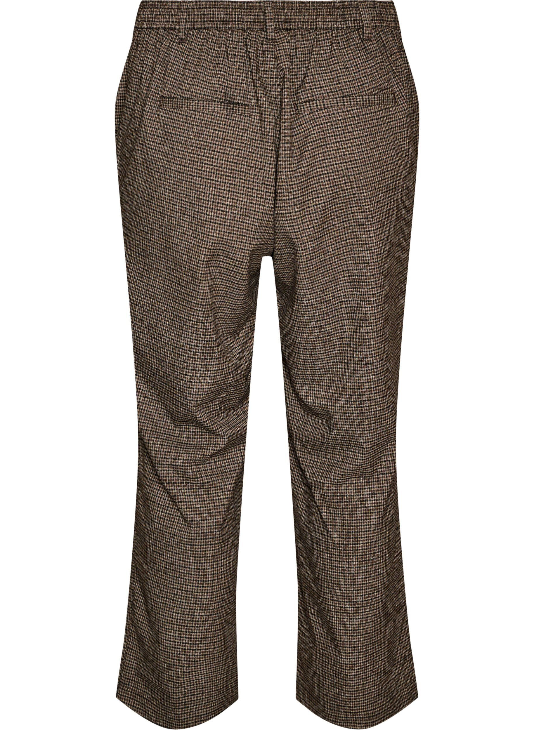 ZizzifashionTrousers with small check pattern and straight legs, Brown, Packshot image number 1