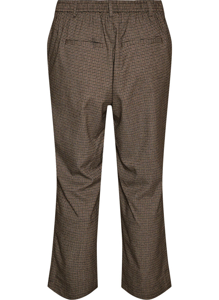 Trousers with small check pattern and straight legs, Brown, Packshot image number 1