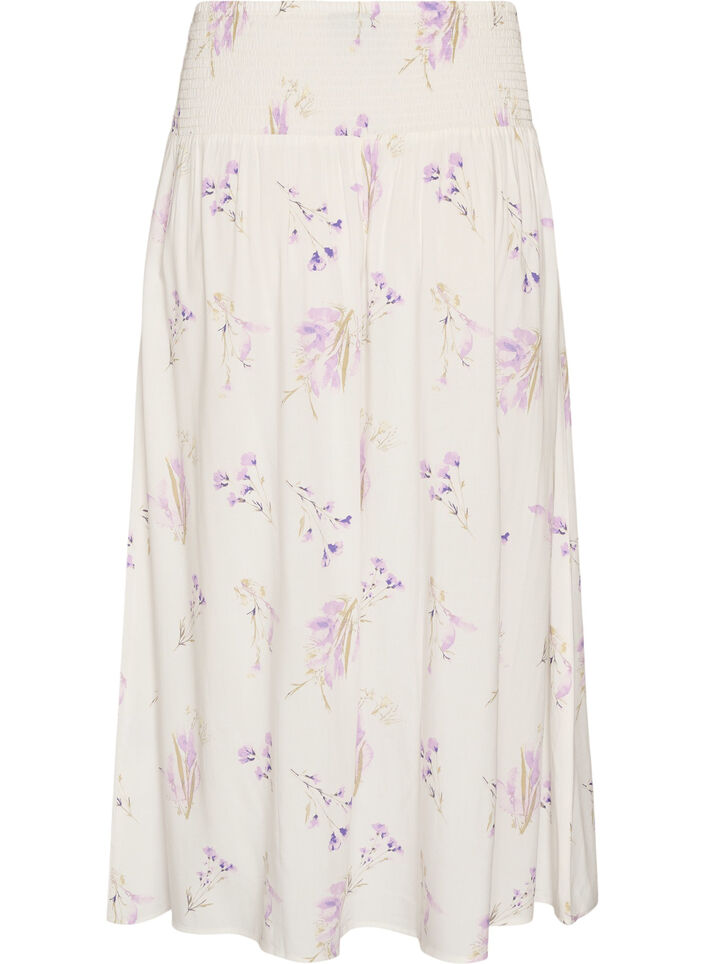 Viscose maxi skirt with smocking, White, Packshot image number 1