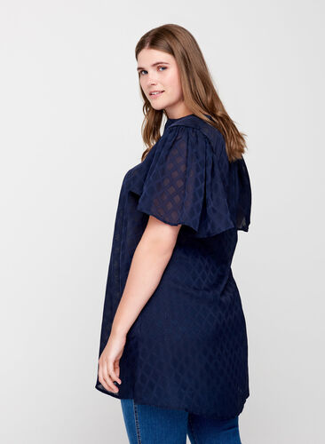 Short-sleeved textured tunic, Night Sky, Model image number 1