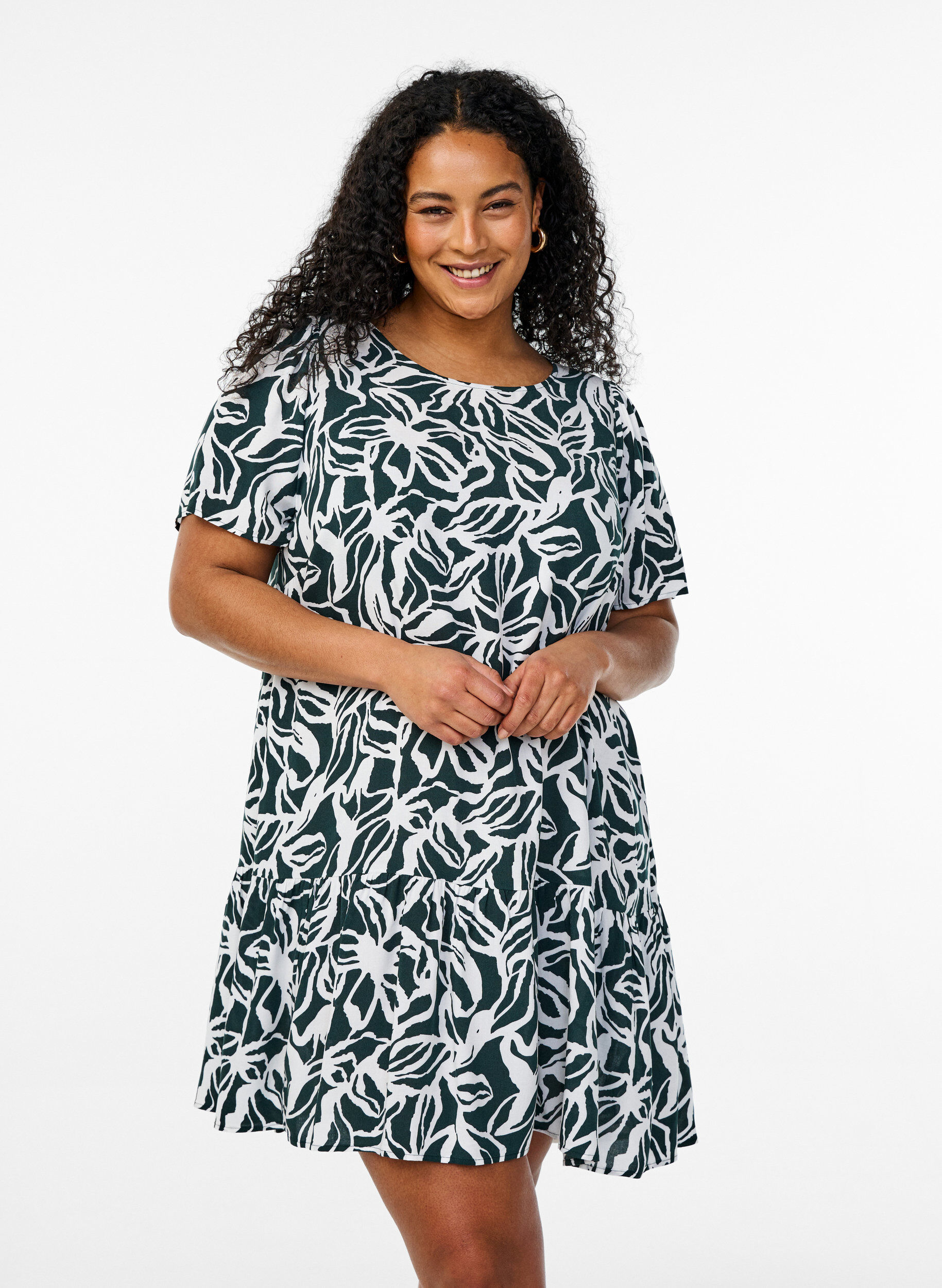 Zizzifashion FLASH - Dress in viscose with cutline, Green, Model image number 0