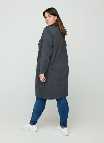 Simple sweat dress with a hood, Black, Model image number 1