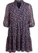 Tunic with floral print and glitter threads, Blue, Packshot image number 0