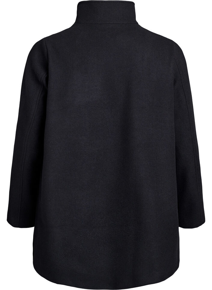 Short coat with A-line shape, Black, Packshot image number 1