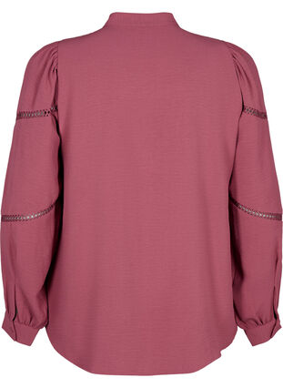 Shirt blouse with crochet details, Dry Rose, Packshot image number 1